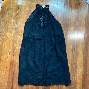 Miguelina Gigi Mini black silk lace halter dress, size xs